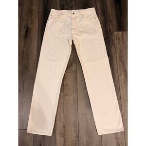 Levi's 501 White Jeans W36 L34 Made in USA Vintage 2000 Rigid Cotton Button Fly